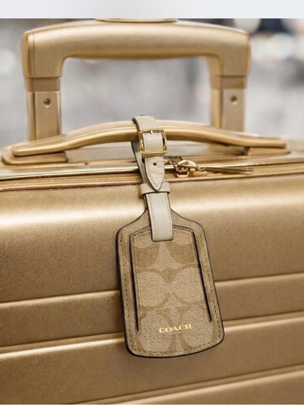 Authentic Leather Coach signature luggage tag crafted classic C monogram design